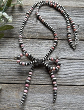 Load image into Gallery viewer, Bow Sterling Silver Multi Graduated Pink Conch Pearls Bead Necklace 24 inch Gift