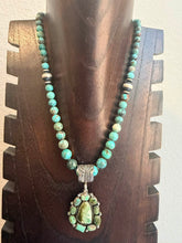 Load image into Gallery viewer, Navajo sterling silver Roy stone turquoise pendant necklace