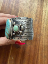 Load image into Gallery viewer, Navajo sterling silver number 8 turquoise cuff bracelet