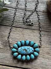 Load image into Gallery viewer, Navajo Sterling Silver Blue Turquoise Cluster Adjustable Chain Necklace PJ