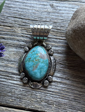Load image into Gallery viewer, Navajo Native American Sterling Silver Turquoise Handmade Pendant R Yazzie Gift