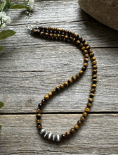 Load image into Gallery viewer, Southwestern 925 Sterling Silver Tigers Eye Pearls Bead Necklace 18 inch