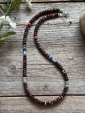 Load image into Gallery viewer, Purple Spiny Oyster Multi Stone Color Sterling Silver Bead Necklace 18 inch Gift