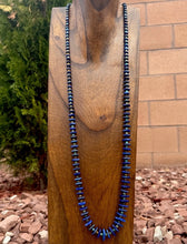 Load image into Gallery viewer, Long Sterling Silver Graduated Blue Lapis Turquoise Bead Necklace. 36 inch