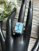 Load image into Gallery viewer, Native American Sterling Silver Golden Hill Turquoise Ring Size 7.5 A Jake