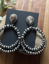 Load image into Gallery viewer, Navajo Sterling Silver Wild Horse Pearl Double Loop Earrings Etta E