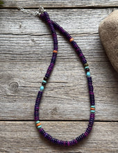 Load image into Gallery viewer, Dyed Sugilite Multi Stone Color Sterling Silver Bead Necklace. 18 inch Gift