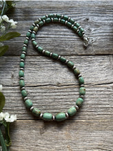 Load image into Gallery viewer, Sterling Silver Green Graduated Turquoise Nuggets Bead Necklace 21 inch