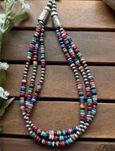 Load image into Gallery viewer, Sterling Silver Multi Strand Stone Pearls Bead Necklace. 18 inch
