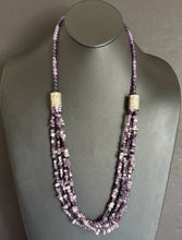 Load image into Gallery viewer, Sterling Silver Multi Strand Stone Purple Pearls Bead Necklace. 32 inch