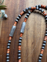 Load image into Gallery viewer, Native American Sterling Silver Spiny Oyster Pearls Jackla Bead Necklace