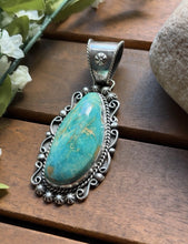 Load image into Gallery viewer, Navajo Native American Sterling Silver Turquoise Pendant. Etta E Gift