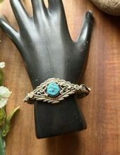Load image into Gallery viewer, Baby Navajo Sterling Silver Blue Turquoise Cuff Bracelet