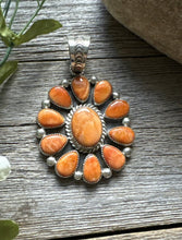 Load image into Gallery viewer, Native American Sterling Silver Orange Spiny Oyster Cluster Pendant Tillie T Jon