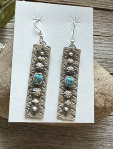 Navajo Native American Sterling Silver Turquoise Earrings R Yazzie Gift