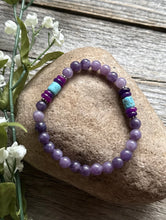 Load image into Gallery viewer, Multi Stone Purple 6.5 Inch Stretch Elastic Stretchy Bead Bracelet Gift