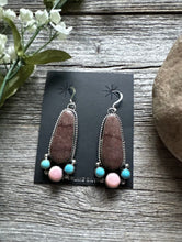 Load image into Gallery viewer, Navajo Sterling Silver Multi Stone Turquoise Pink Conch Earrings RY