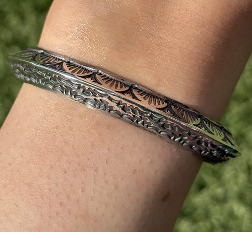 Sunshine Reeves Sterling Silver Stacker Cuff Bracelet Navajo Gift