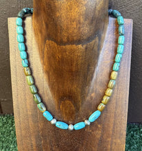 Load image into Gallery viewer, Sterling Silver Blue Green Turquoise Pearls Bead Necklace 18 inch Gift