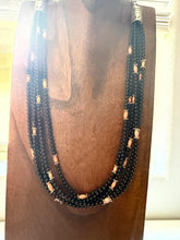 Load image into Gallery viewer, Sterling silver black onyx bead necklace 24 inch