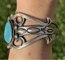 Load image into Gallery viewer, Navajo Native Sterling Silver Turquoise Cuff Bracelet Martha Cayatine