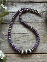 Load image into Gallery viewer, Southwestern Sterling Silver Purple Pearls Bead Necklace 18 Inch