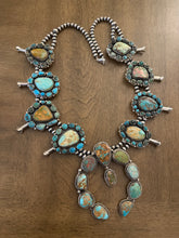 Load image into Gallery viewer, Navajo sterling silver royston cluster squash blossom necklace