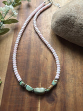 Load image into Gallery viewer, Sterling Silver Pink Conch Green Turquoise Nuggets Bead Necklace 18 inch Gift