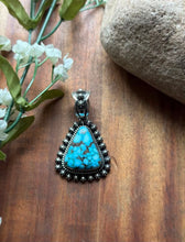 Load image into Gallery viewer, Navajo Sterling Silver Kingman Spiderweb Turquoise Pendant H Piasso