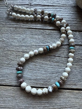 Load image into Gallery viewer, Southwestern Sterling Silver Brown Wild Horse Turquoise Bead Necklace. 18 inch