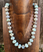 Load image into Gallery viewer, Southwestern 925 Sterling Silver Larimar W Pearls Bead Necklace 18 inch