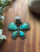 Load image into Gallery viewer, Navajo Sterling Silver Sonoran Gold Turquoise Butterfly Pendant Geneva