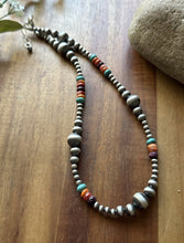 Load image into Gallery viewer, Sterling Silver Multi Stone Pearls 4mm-10mm Choker Bead Necklace 18 inch