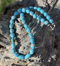 Load image into Gallery viewer, Chunky Sleeping Beauty Turquoise Sterling Silver Nuggets Bead Necklace 18 inch