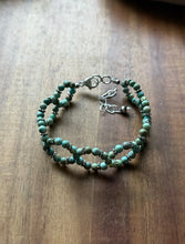 Load image into Gallery viewer, Floral Sterling Silver Blue Green Turquoise Bead Bracelet. 7 Inch