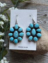 Load image into Gallery viewer, Navajo Sterling Silver Blue Turquoise Cluster Earrings RB