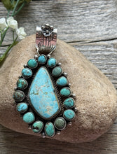 Load image into Gallery viewer, Navajo Sterling Silver Turquoise Cluster Pendant. C Yazzie Gift