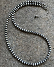 Load image into Gallery viewer, 5mm 16 Inch 925 Sterling Silver Oxidized Pearls Bead Necklace Southwestern