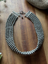Load image into Gallery viewer, Multi Strand Choker Sterling Silver 5mm Pearls Bead Necklace. 16 Inch. Gift
