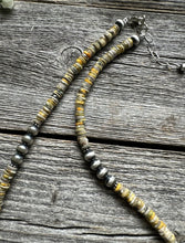 Load image into Gallery viewer, Sterling Silver Bumblebee Jasper W 6mm Pearls Bead Necklace. 18 inch