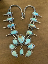 Load image into Gallery viewer, Navajo sterling silver royston turquoise squash blossom necklace KY