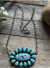 Load image into Gallery viewer, Navajo Sterling Silver Blue Turquoise Cluster Adjustable Chain Necklace PJ