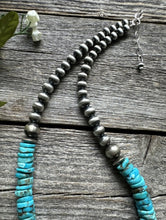 Load image into Gallery viewer, Sterling Silver Blue Turquoise W Pearls Bead Necklace. 18 inch