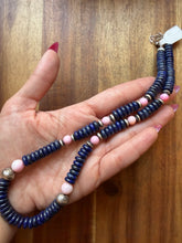 Load image into Gallery viewer, Sterling silver lapis pink conch bead necklace 18 inch