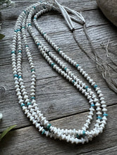 Load image into Gallery viewer, Vintage Native American Sterling Silver White Howlite Turquoise Bead Necklace 37
