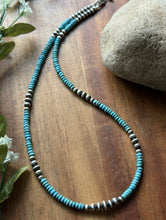 Load image into Gallery viewer, Southwestern Sterling Silver 4mm Blue Turquoise Pearls Bead Necklace 18 inch