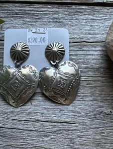 Navajo Sterling Silver Stamped Heart Earrings. VJP Vincent