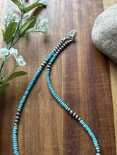 Load image into Gallery viewer, Southwestern Sterling Silver Blue Turquoise W Pearls Bead Necklace 18 inch Gift