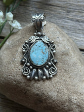 Load image into Gallery viewer, Navajo Sterling Silver Turquoise Pendant Geneva