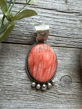 Load image into Gallery viewer, Native American Sterling Silver Red Spiny Oyster Pendant RY